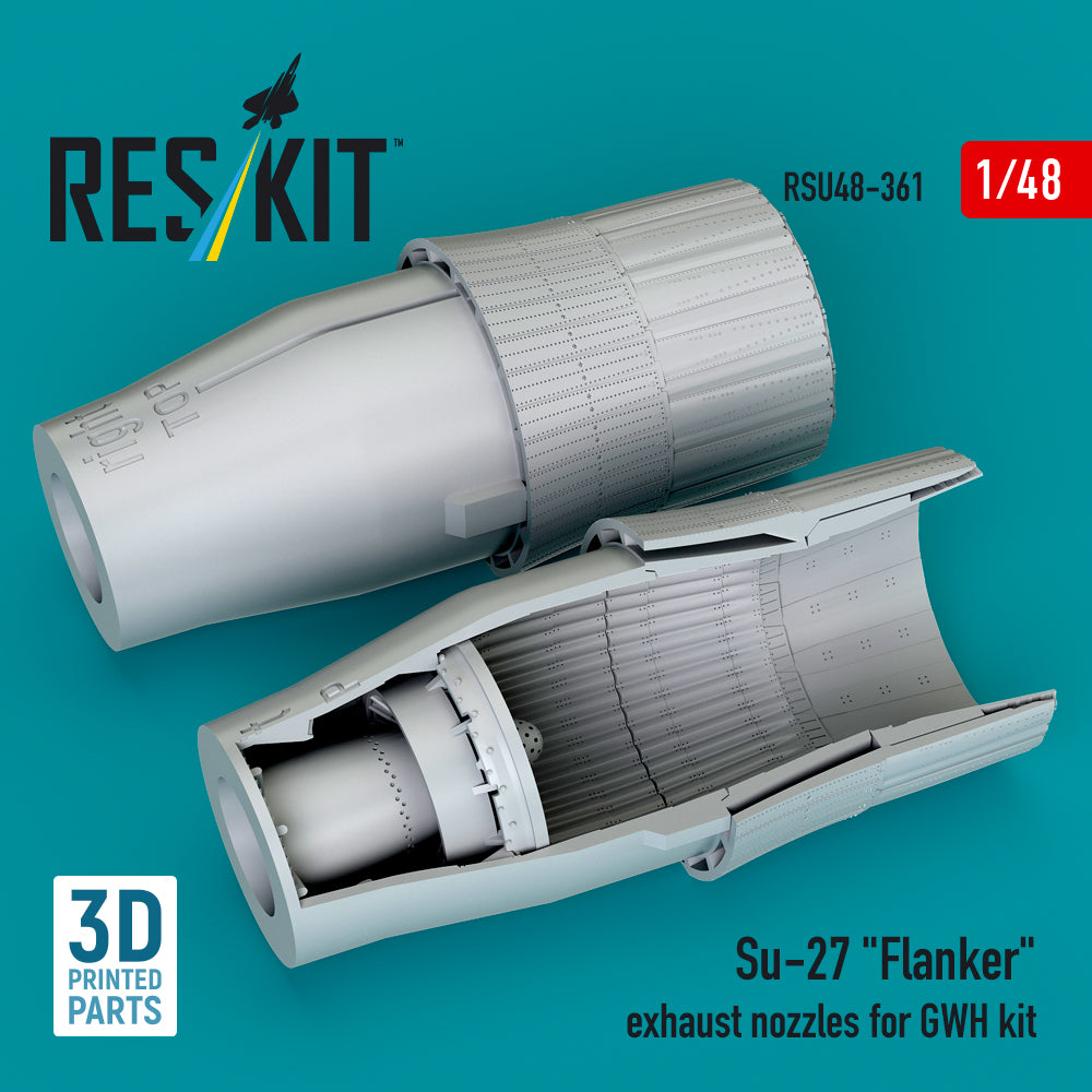 Su-27 Flanker exhaust nozzles for GWH kit (3D Printed) Scale 1:48 ResKit RSU48-0361