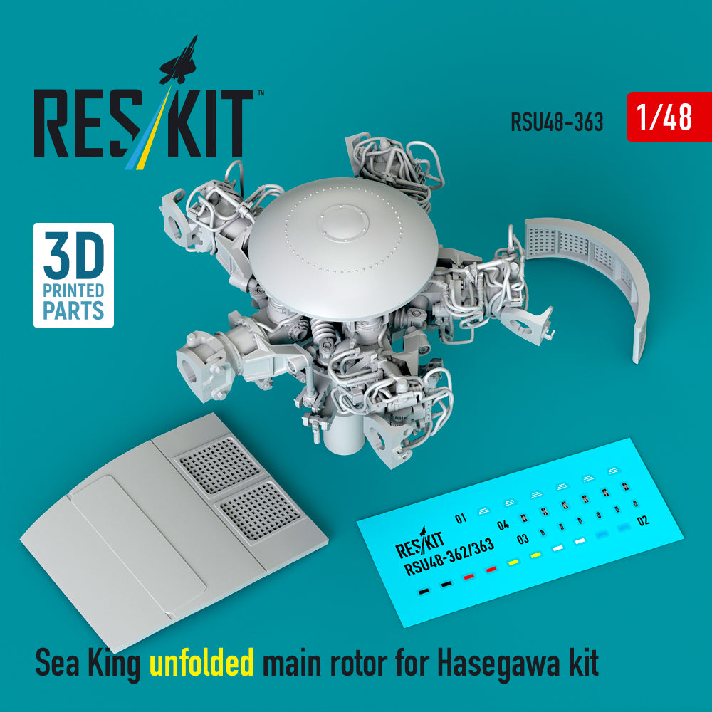 Sea King unfolded main rotor for Hasegawa kit (3D Printed) Scale 1:48 ResKit RSU48-0363