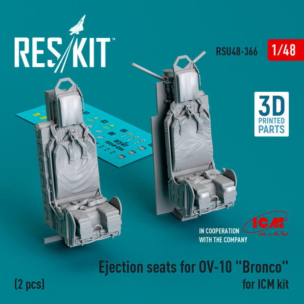 Ejection Seats for OV-10 Bronco (2 pcs) for ICM kit (3D Printed) Scale 1:48 ResKit RSU48-0366 for Aircraft Model Kit