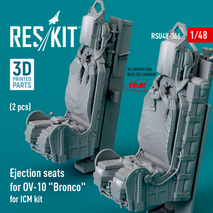 Ejection Seats for OV-10 Bronco (2 pcs) for ICM kit (3D Printed) Scale 1:48 ResKit RSU48-0366 for Aircraft Model Kit