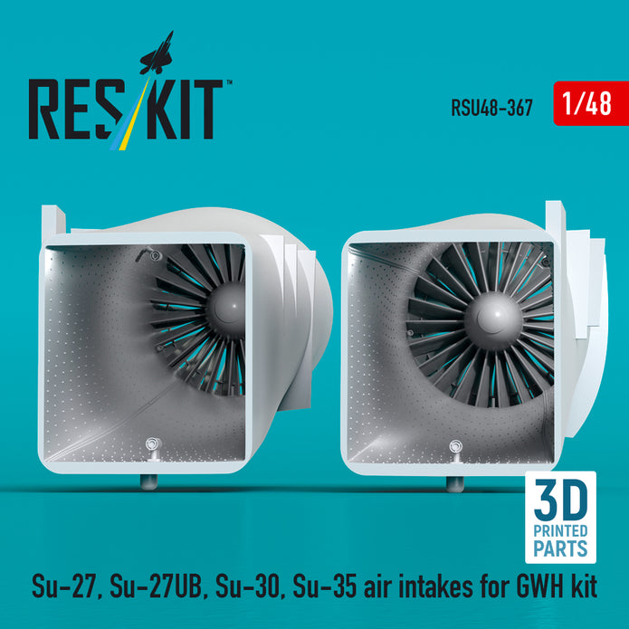 Su-27, Su-27UB,30,35 air intakes for GWH kit (3D Printed) Scale 1:48 ResKit RSU48-0367