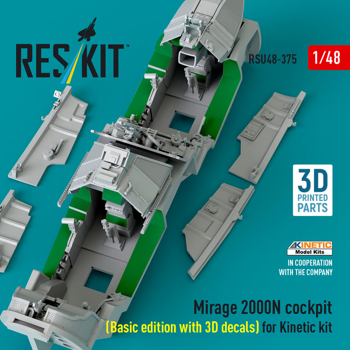 Mirage 2000N cockpit (Basic edition with 3D decals) for Kinetic kit (3D Printed) Scale 1:48 ResKit RSU48-0375