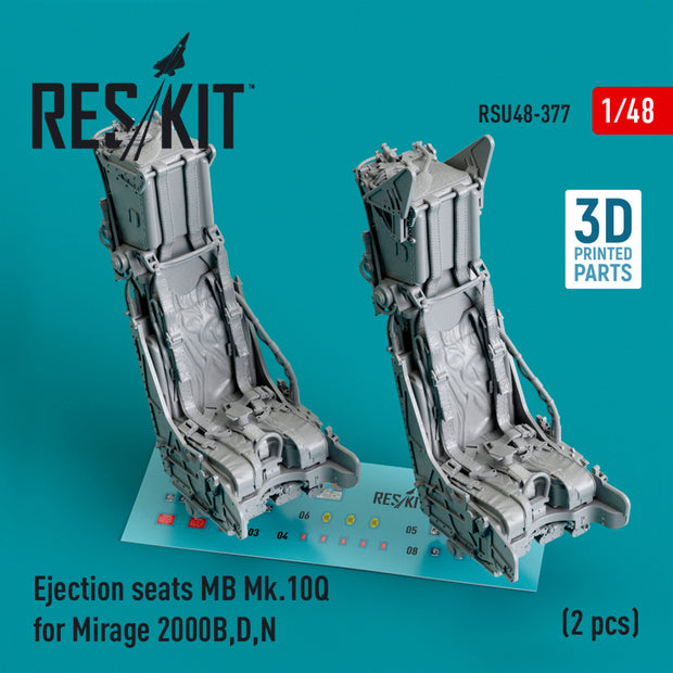 Ejection Seats MB Mk,10Q for Dassault Mirage 2000B,D,N (2 pcs) (3D Printed) Scale 1:48 ResKit RSU48-0377 for Aircraft Model Kit