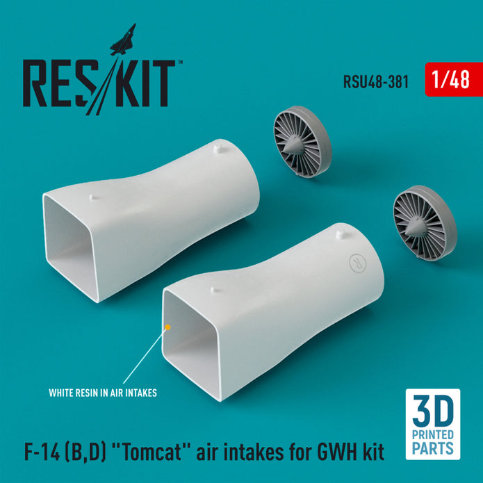 Grumman F-14 (B,D) Tomcat Air Intakes for GWH kit (3D Printed) Scale 1:48 ResKit RSU48-0381 for Aircraft Model Kit