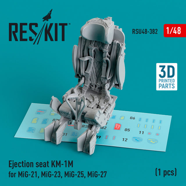 Ejection Seat KM-1M for MiG-21, MiG-23, MiG-25, MiG-27 (1 pcs) (3D Printed) Scale 1:48 ResKit RSU48-0382 for Aircraft Model Kit