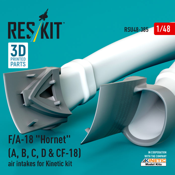 F/A-18 Hornet (A, B, C, D & CF-18) Air Intakes for Kinetic kit (3D Printed) Scale 1:48 ResKit RSU48-0385 for Aircraft Model Kit