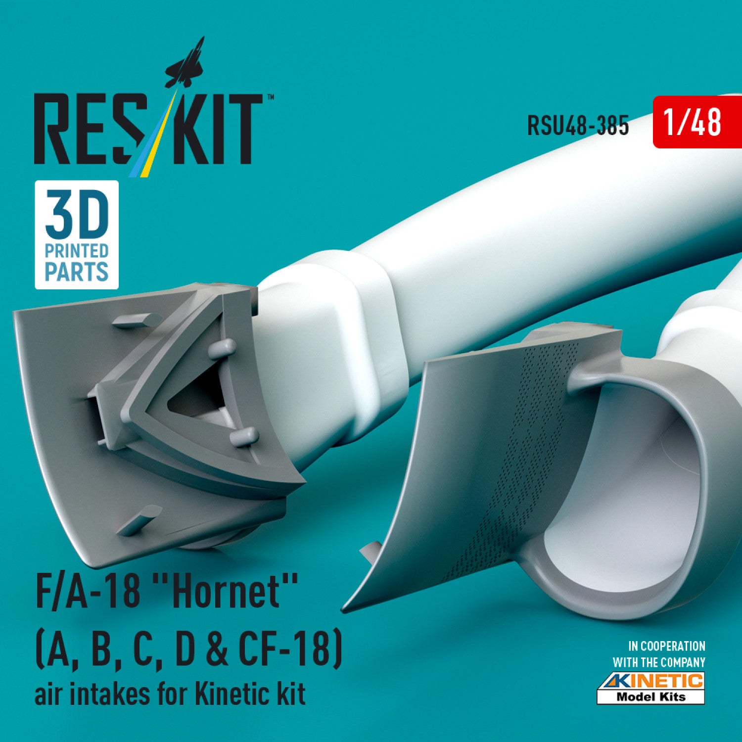 F/A-18 Hornet (A, B, C, D & CF-18) Air Intakes for Kinetic kit (3D Printed) Scale 1:48 ResKit RSU48-0385 for Aircraft Model Kit
