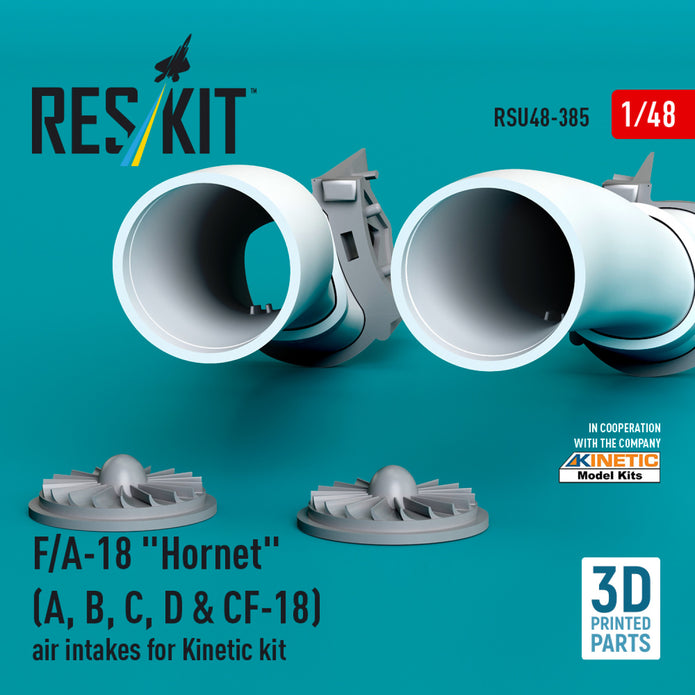 F/A-18 Hornet (A, B, C, D & CF-18) Air Intakes for Kinetic kit (3D Printed) Scale 1:48 ResKit RSU48-0385 for Aircraft Model Kit