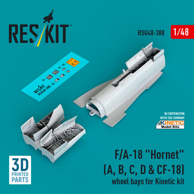 F/A-18 Hornet (A, B, C, D & CF-18) Wheel Bays for Kinetic kit (3D printed) Scale 1:48 ResKit RSU48-0388 for Aircraft Model Kit