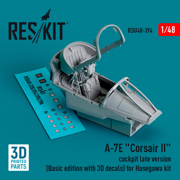 LTV A-7E Corsair II Cockpit late version (Basic edition with 3D Decals) for Hasegawa kit (3D Printed) Scale 1:48 ResKit RSU48-0394 for Aircraft Model Kit