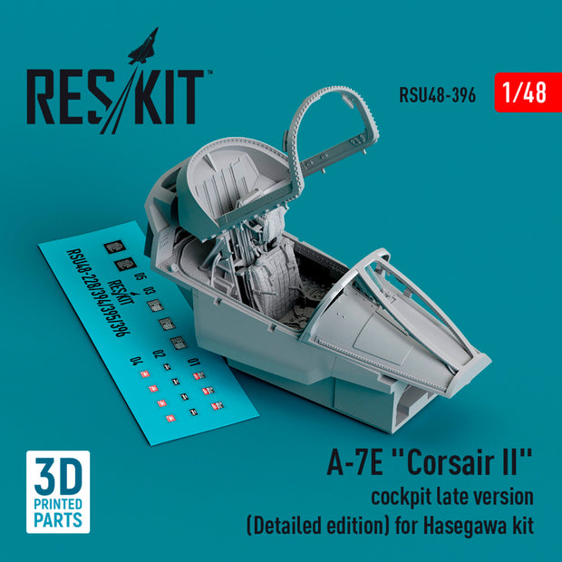 LTV A-7E Corsair II Cockpit late version (Detailed edition) for Hasegawa kit (3D Printed) Scale 1:48 ResKit RSU48-0396 for Aircraft Model Kit