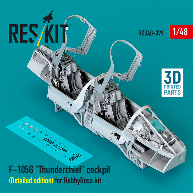Republic F-105G Thunderchief Cockpit (Detailed edition) for HobbyBoss kit (3D Printed) Scale 1:48 ResKit RSU48-0399 for Aircraft Model Kit