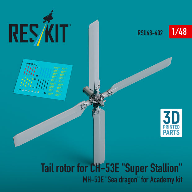 Tail Rotor for Sikorsky CH-53E Super Stallion, MH-53E Sea Dragon for Academy kit (3D printed) Scale 1:48 ResKit RSU48-0402 for Helicopters Model Kit