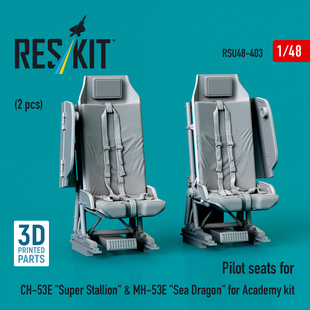 Pilot Seats for Sikorsky CH-53E Super Stallion & MH-53E Sea Dragon for Academy kit (2 pcs) (3D Printed) Scale 1:48 ResKit RSU48-0403 for Helicopters Model Kit