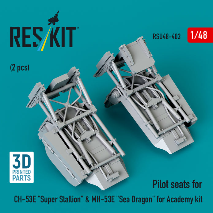 Pilot Seats for Sikorsky CH-53E Super Stallion & MH-53E Sea Dragon for Academy kit (2 pcs) (3D Printed) Scale 1:48 ResKit RSU48-0403 for Helicopters Model Kit