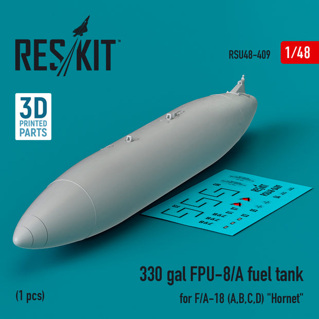 330 gallon FPU-8/A Fuel Tank for F/A-18 (A,B,C,D) Hornet (1 pcs) (3D Printed) Scale 1:48 ResKit RSU48-0409 for Aircraft Model Kit