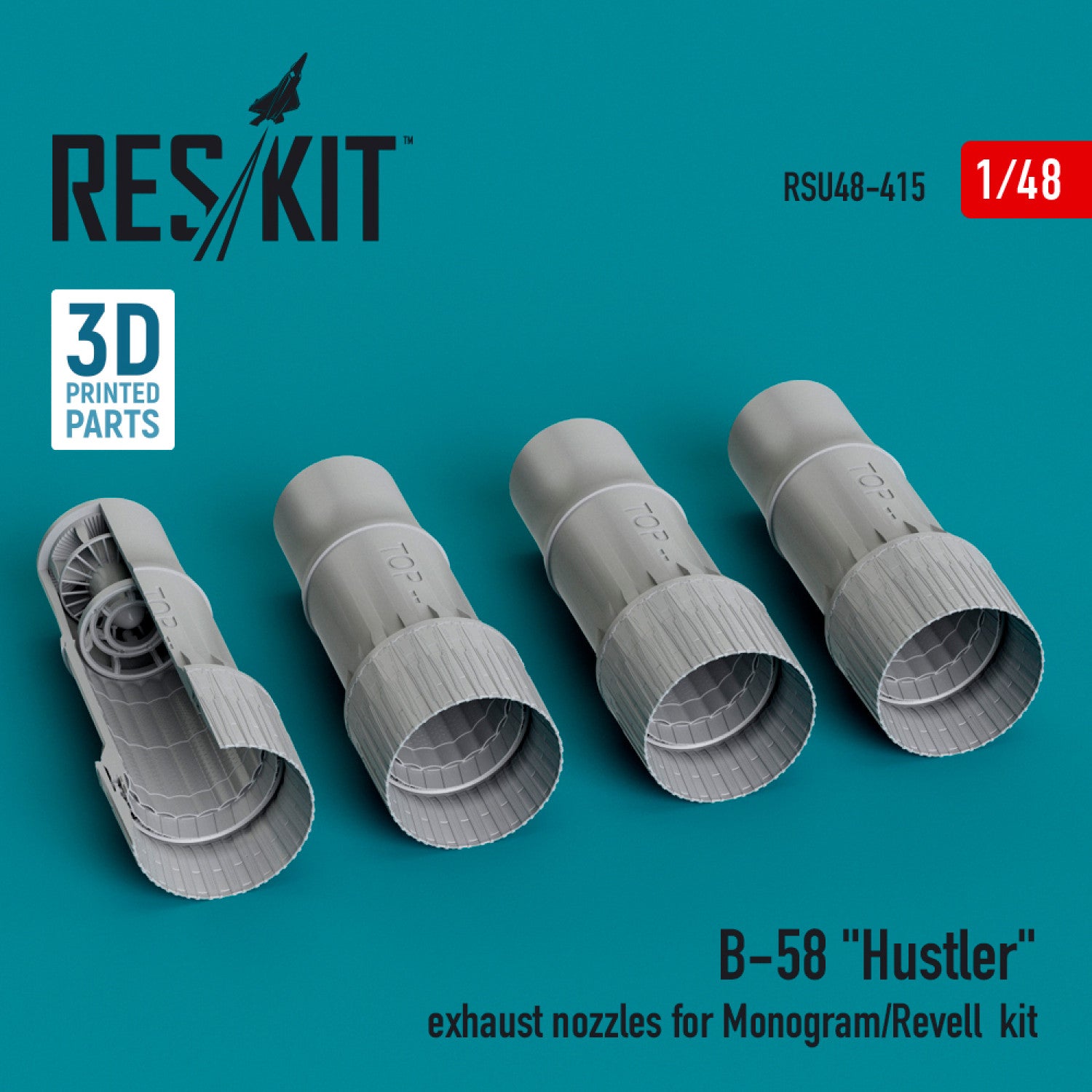 Convair B-58 Hustler Exhaust Nozzles for Monogram/Revell kit (3D Printed) Scale 1:48 ResKit RSU48-0415 for Aircraft Model Kit