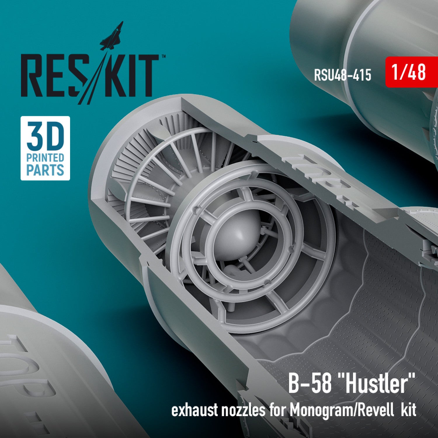 Convair B-58 Hustler Exhaust Nozzles for Monogram/Revell kit (3D Printed) Scale 1:48 ResKit RSU48-0415 for Aircraft Model Kit