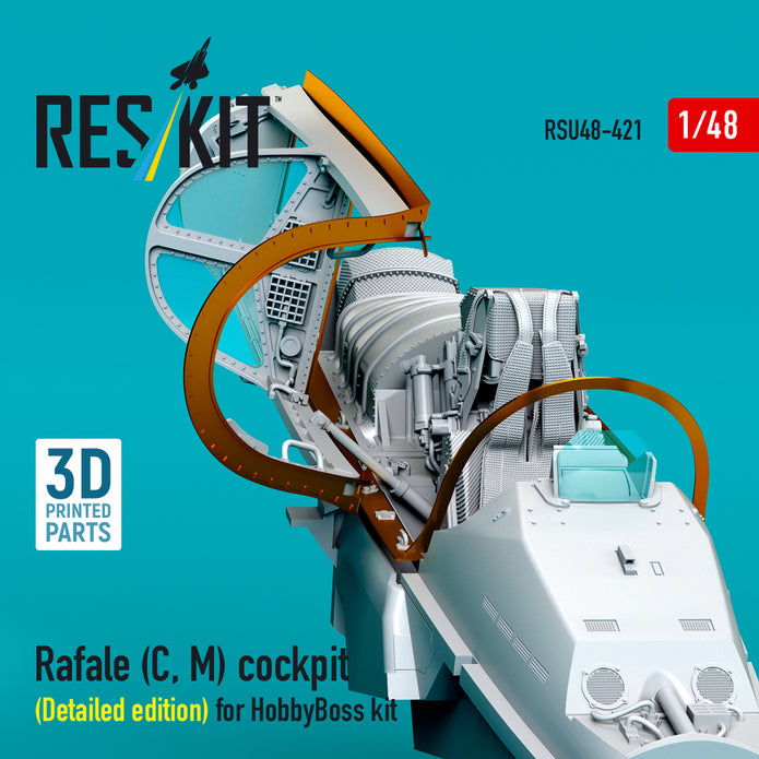 Dassault Rafale (C, M) Cockpit (Detailed edition) for HobbyBoss kit (3D Printed) Scale 1:48 ResKit RSU48-0421 for Aircraft Model Kit