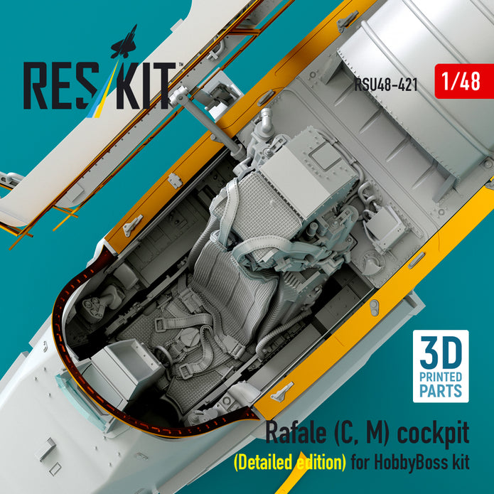 Dassault Rafale (C, M) Cockpit (Detailed edition) for HobbyBoss kit (3D Printed) Scale 1:48 ResKit RSU48-0421 for Aircraft Model Kit
