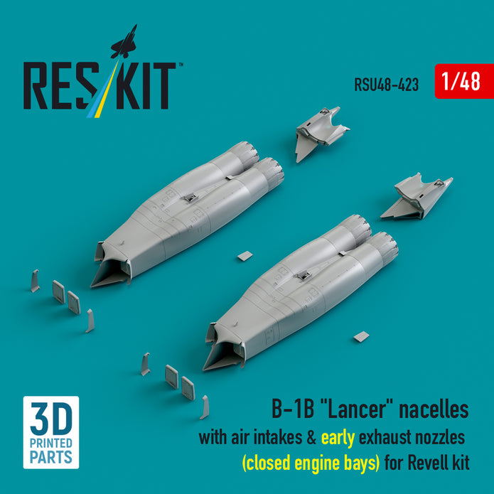 Rockwell B-1B Lancer Nacelles With Air Intakes & Early Exhaust Nozzles (Closed Engine Bays) for Revell kit (3D Printed) Scale 1:48 ResKit RSU48-0423