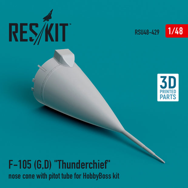 Republic F-105 (G,D) Thunderchief nose cone with pitot tube for HobbyBoss kit (3D Printed) Scale 1:48 ResKit RSU48-0429 for Aircraft Model Kit