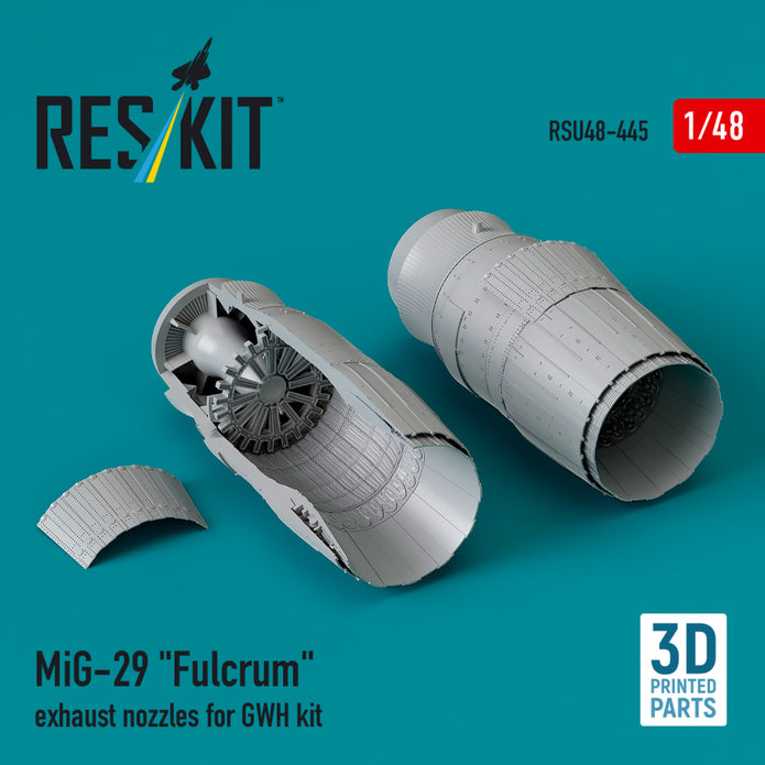 MiG-29 Fulcrum Exhaust Nozzles for GWH kit (3D printed) Scale 1:48 ResKit RSU48-0445 for Aircraft Model Kit
