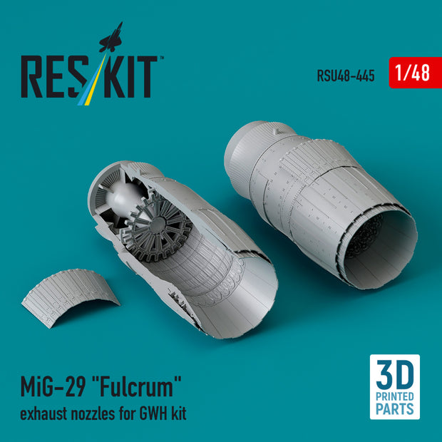 MiG-29 Fulcrum Exhaust Nozzles for GWH kit (3D printed) Scale 1:48 ResKit RSU48-0445 for Aircraft Model Kit