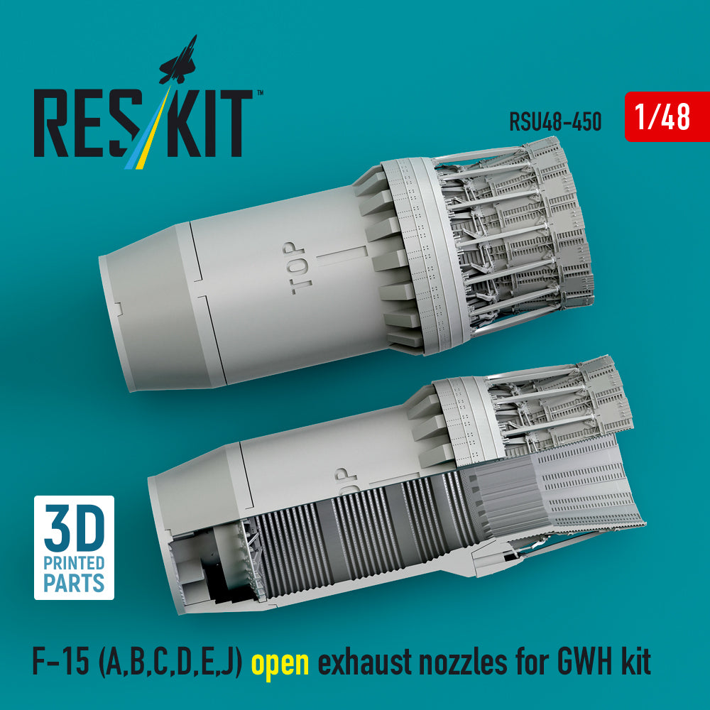 F-15 (A, B, C, D, E, J) open exhaust nozzles for GWH kit (3D Printed) Scale 1:48 ResKit RSU48-0450