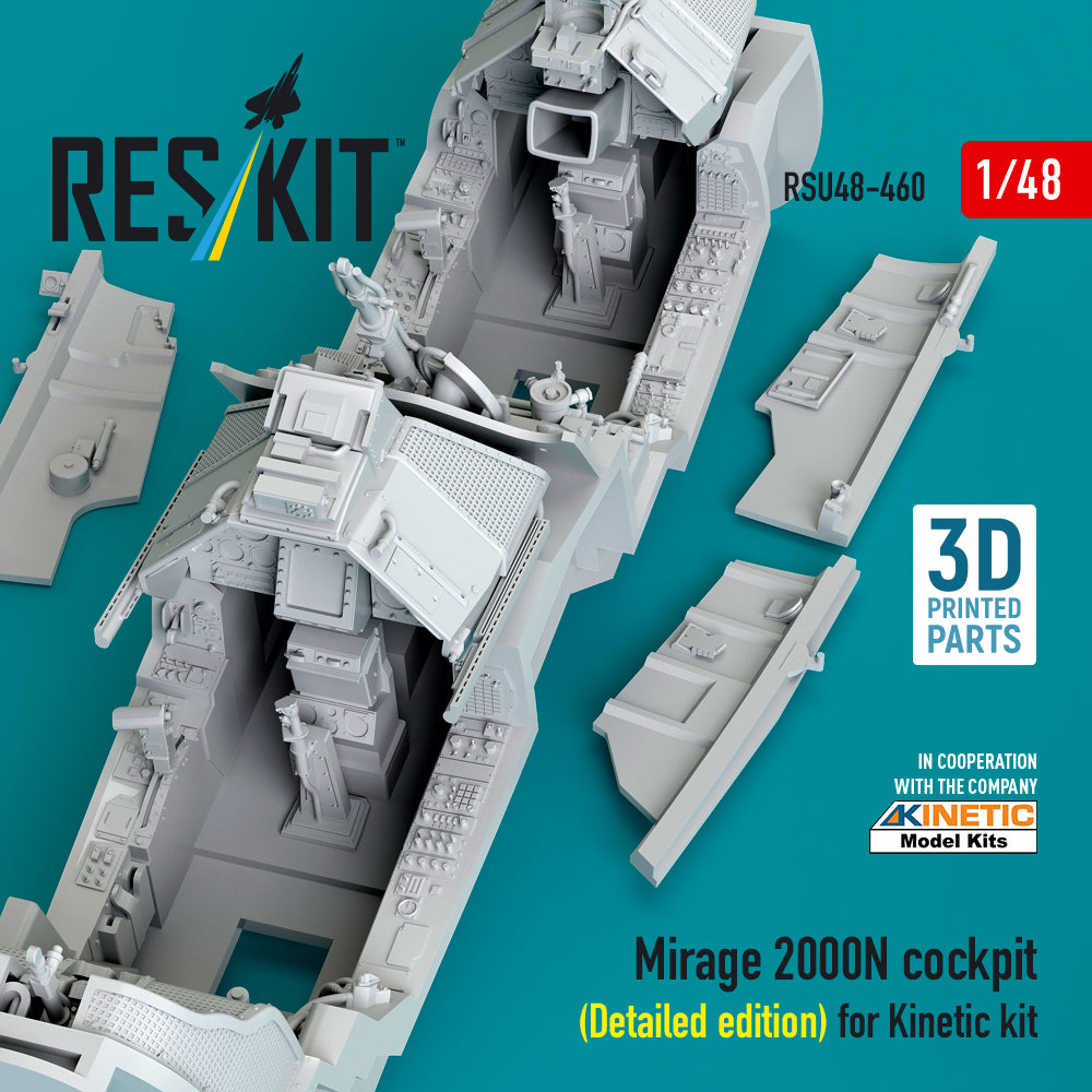 Mirage 2000N cockpit (Detailed edition) for Kinetic kit (3D Printed) Scale 1:48 ResKit RSU48-0460