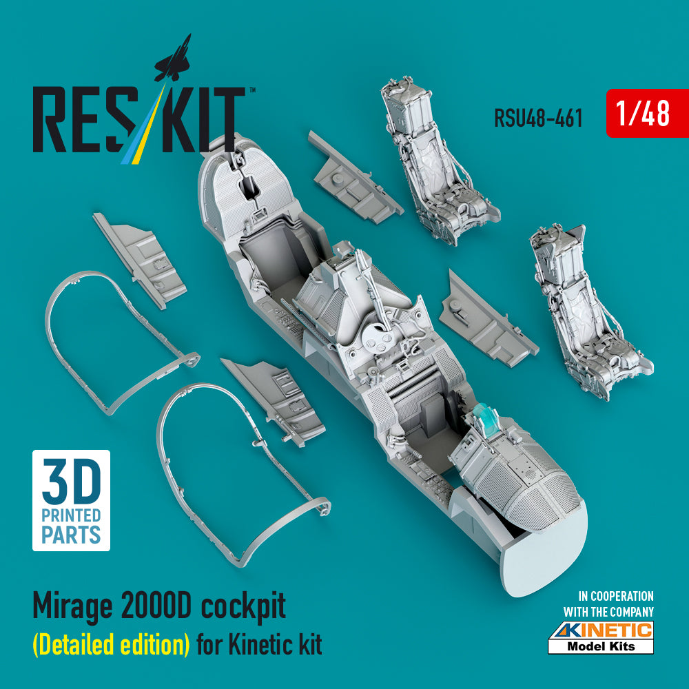 Mirage 2000D cockpit (Detailed edition) for Kinetic kit (3D Printed) Scale 1:48 ResKit RSU48-0461