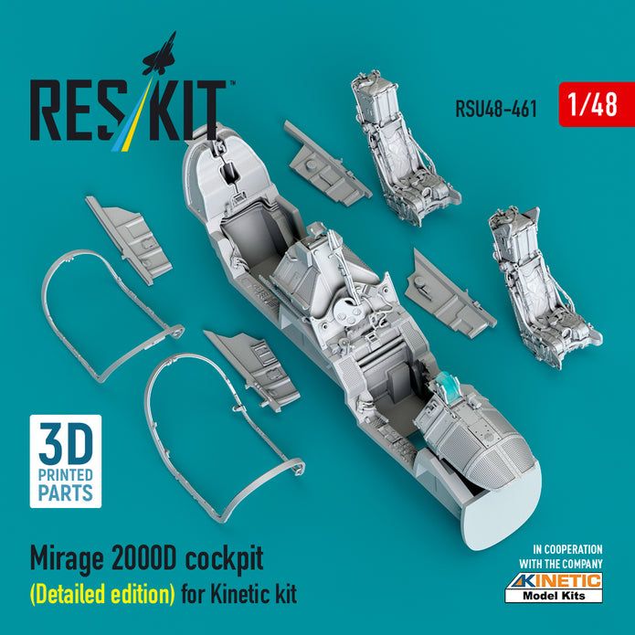 Mirage 2000D cockpit (Detailed edition) for Kinetic kit (3D Printed) Scale 1:48 ResKit RSU48-0461