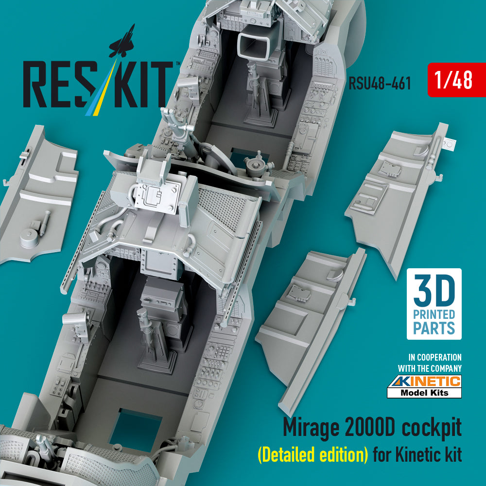 Mirage 2000D cockpit (Detailed edition) for Kinetic kit (3D Printed) Scale 1:48 ResKit RSU48-0461