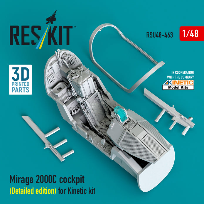 Mirage 2000C cockpit (Detailed edition) for Kinetic kit (3D Printed) Scale 1:48 ResKit RSU48-0463