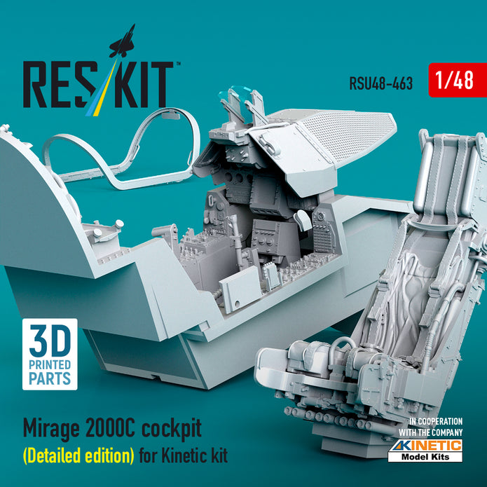 Mirage 2000C cockpit (Detailed edition) for Kinetic kit (3D Printed) Scale 1:48 ResKit RSU48-0463