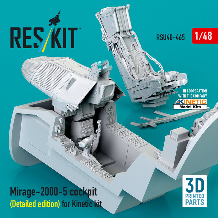 Mirage-2000-5 cockpit (Detailed edition) for Kinetic kit (3D Printed) Scale 1:48 ResKit RSU48-0465