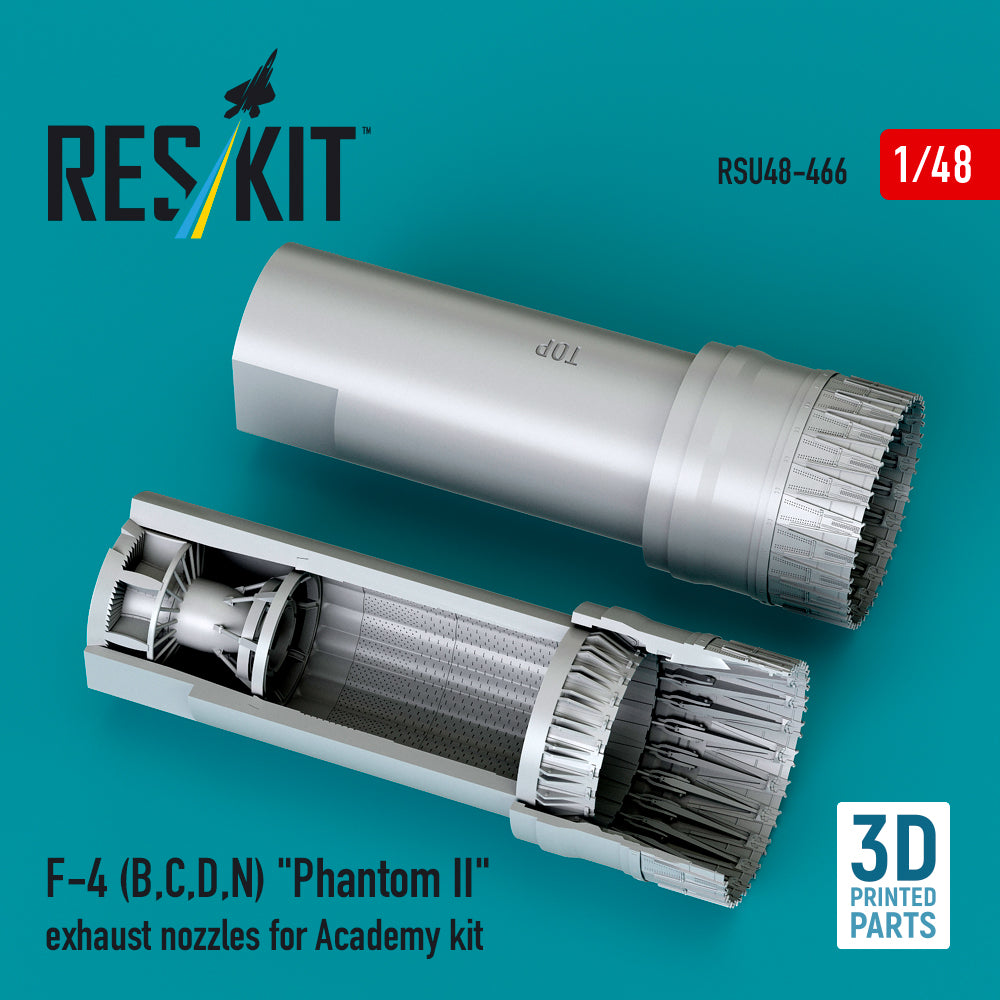 McDonnell Douglas F-4 (B, C, D, N) Phantom II Exhaust Nozzles for Academy kit (3D Printed) Scale 1:48 ResKit RSU48-0466 for Aircraft Model Kit