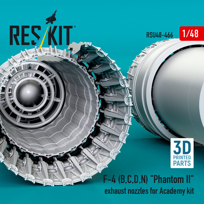 McDonnell Douglas F-4 (B, C, D, N) Phantom II Exhaust Nozzles for Academy kit (3D Printed) Scale 1:48 ResKit RSU48-0466 for Aircraft Model Kit