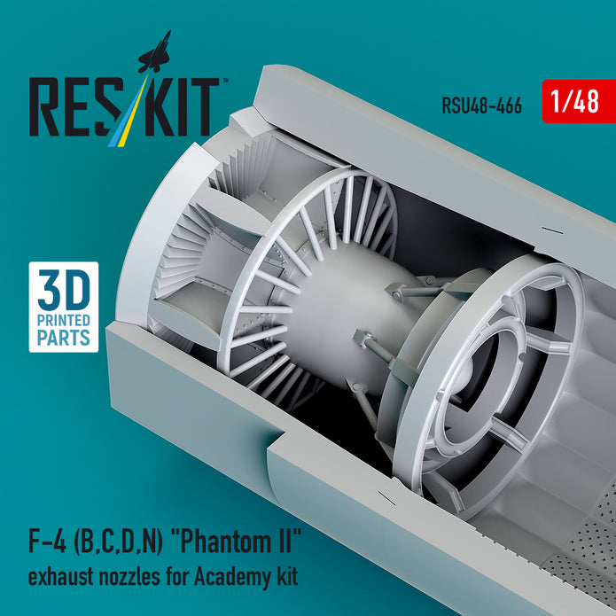 McDonnell Douglas F-4 (B, C, D, N) Phantom II Exhaust Nozzles for Academy kit (3D Printed) Scale 1:48 ResKit RSU48-0466 for Aircraft Model Kit