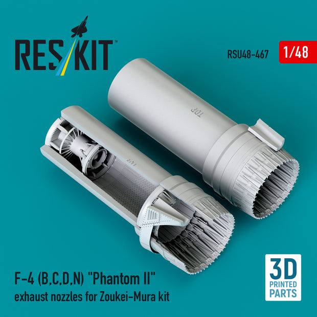 McDonnell Douglas F-4 (B, C, D, N) Phantom II Exhaust Nozzles for Zoukei-Mura kit (3D Printed) Scale 1:48 ResKit RSU48-0467 for Aircraft Model Kit