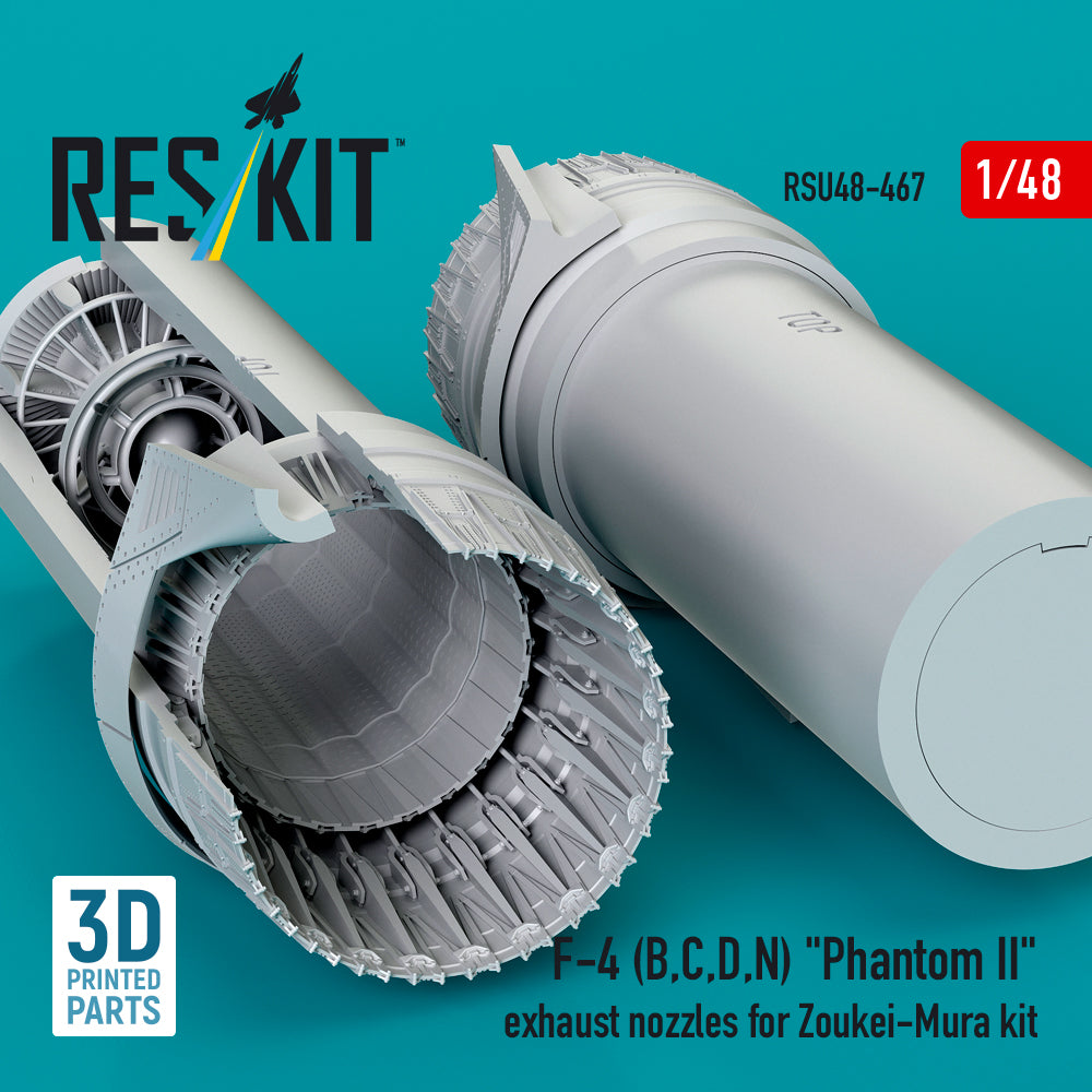 McDonnell Douglas F-4 (B, C, D, N) Phantom II Exhaust Nozzles for Zoukei-Mura kit (3D Printed) Scale 1:48 ResKit RSU48-0467 for Aircraft Model Kit