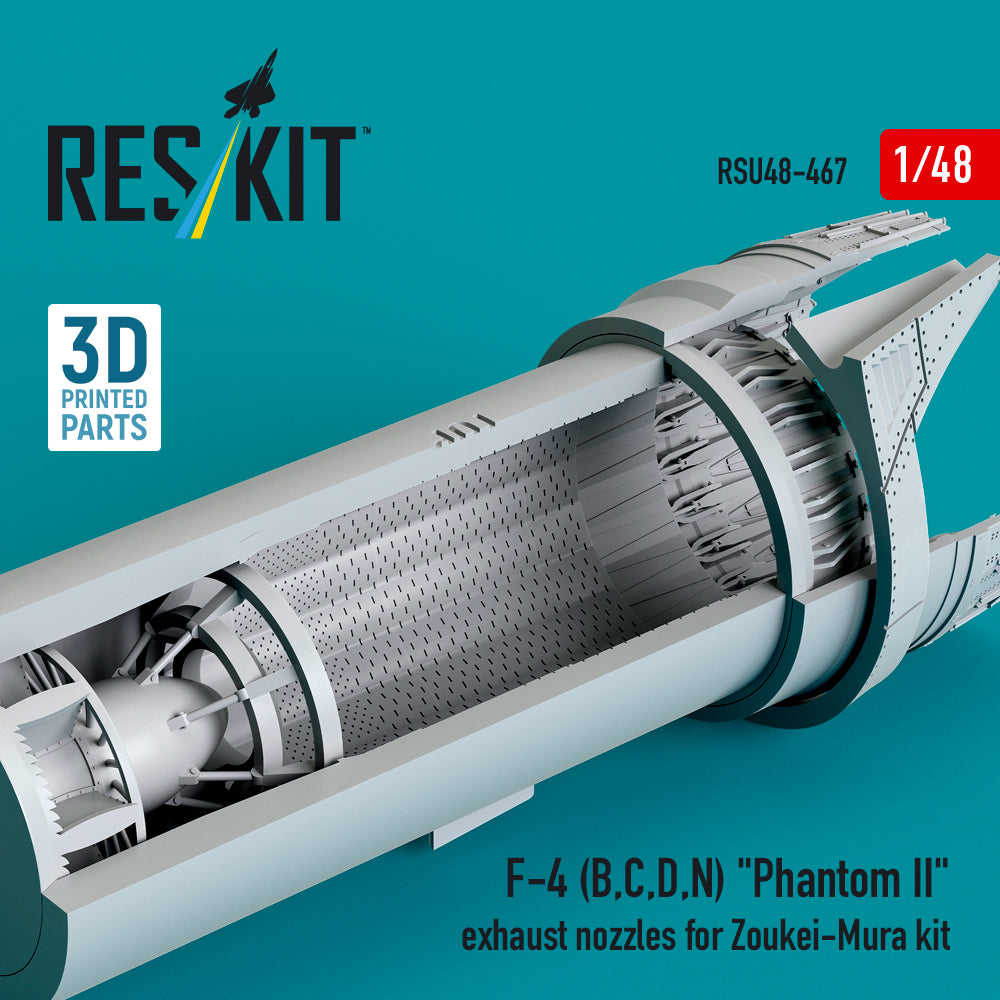 McDonnell Douglas F-4 (B, C, D, N) Phantom II Exhaust Nozzles for Zoukei-Mura kit (3D Printed) Scale 1:48 ResKit RSU48-0467 for Aircraft Model Kit