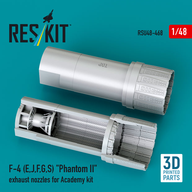 McDonnell Douglas F-4 (E, J, F, G, S) Phantom II Exhaust Nozzles for Academy kit (3D Printed) Scale 1:48 ResKit RSU48-0468 for Aircraft Model Kit