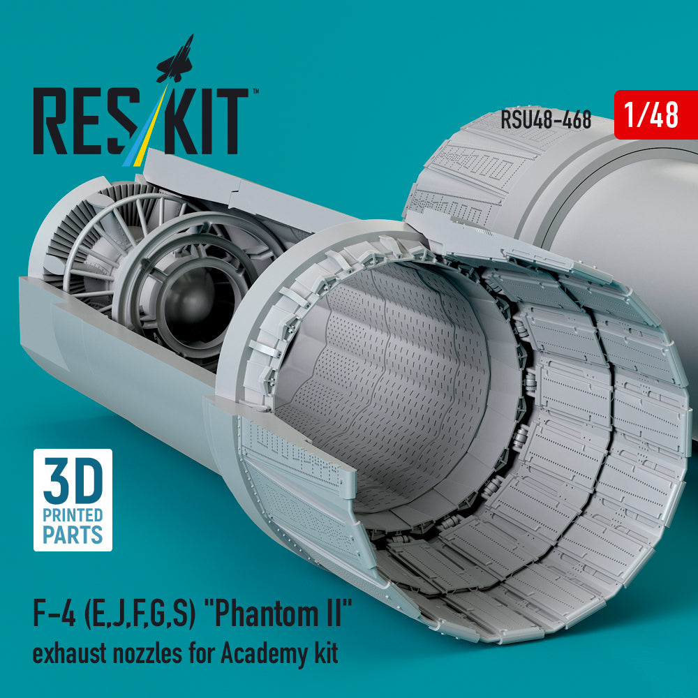 McDonnell Douglas F-4 (E, J, F, G, S) Phantom II Exhaust Nozzles for Academy kit (3D Printed) Scale 1:48 ResKit RSU48-0468 for Aircraft Model Kit