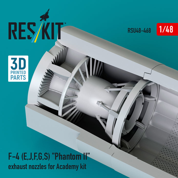 McDonnell Douglas F-4 (E, J, F, G, S) Phantom II Exhaust Nozzles for Academy kit (3D Printed) Scale 1:48 ResKit RSU48-0468 for Aircraft Model Kit