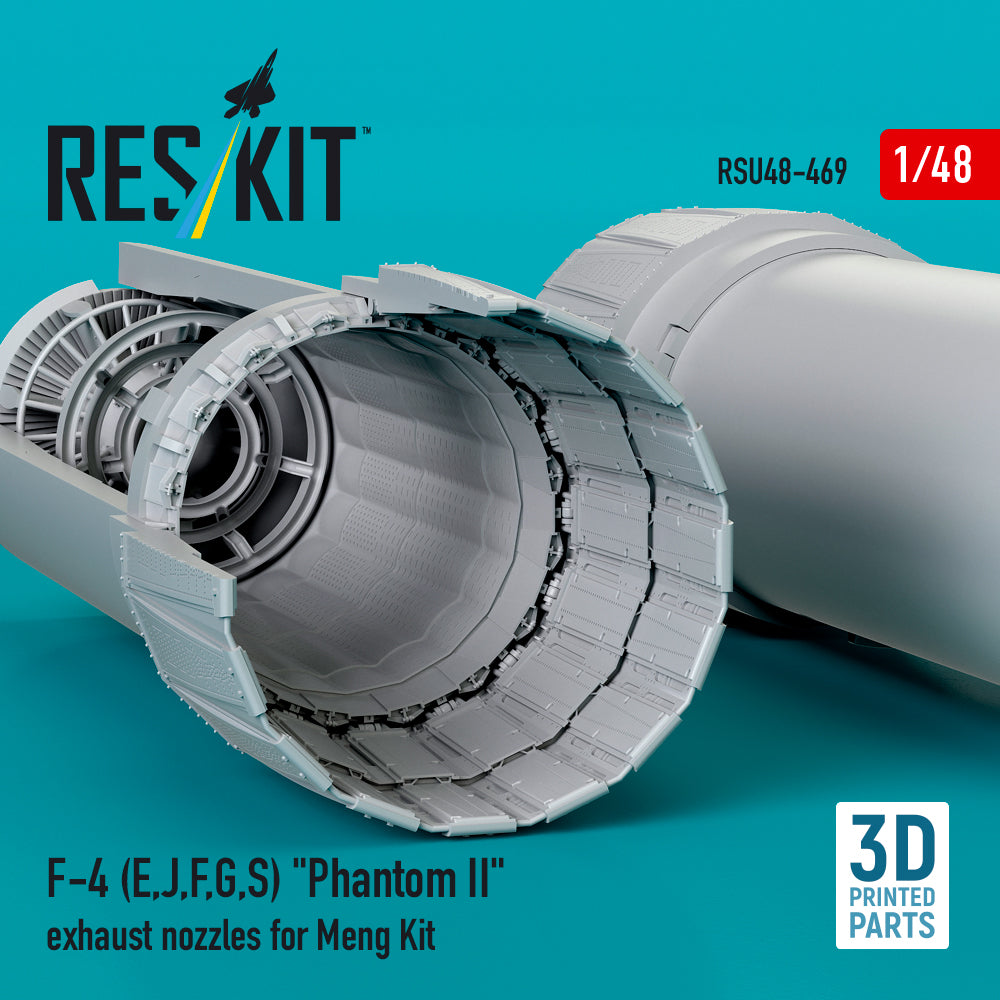 McDonnell Douglas F-4 (E, J, F, G, S) Phantom II Exhaust Nozzles for Meng kit (3D Printed) Scale 1:48 ResKit RSU48-0469 for Aircraft Model Kit