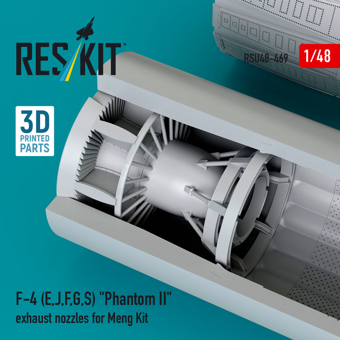 McDonnell Douglas F-4 (E, J, F, G, S) Phantom II Exhaust Nozzles for Meng kit (3D Printed) Scale 1:48 ResKit RSU48-0469 for Aircraft Model Kit