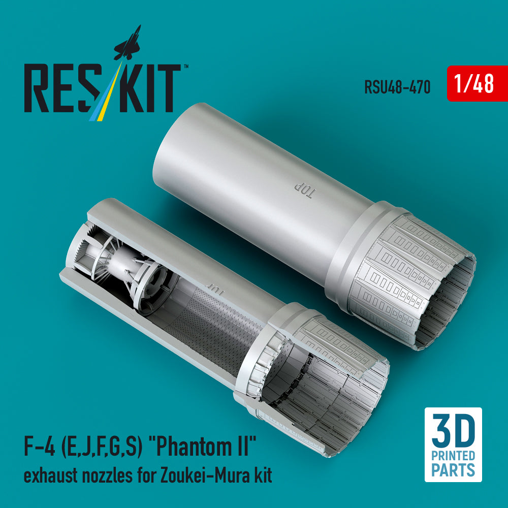McDonnell Douglas F-4 (E, J, F, G, S) Phantom II Exhaust Nozzles for Zoukei-Mura kit (3D Printed) Scale 1:48 ResKit RSU48-0470 for Aircraft Model Kit