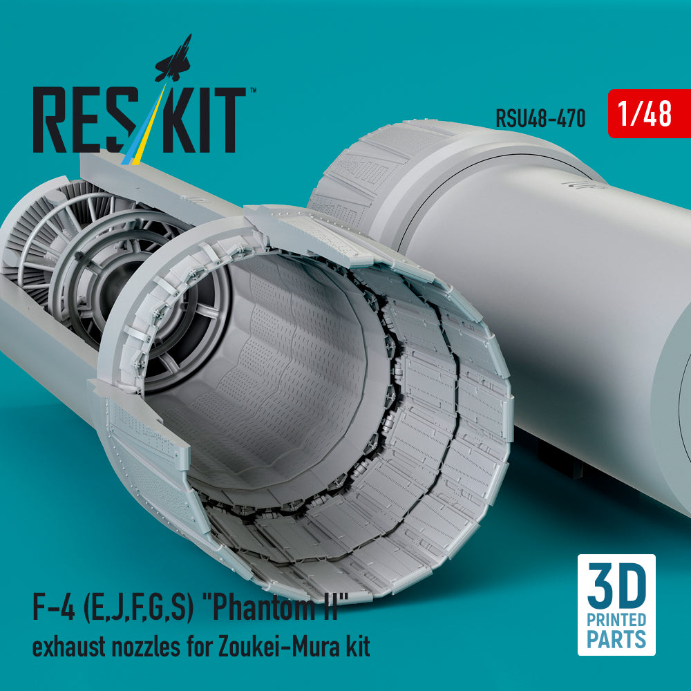 McDonnell Douglas F-4 (E, J, F, G, S) Phantom II Exhaust Nozzles for Zoukei-Mura kit (3D Printed) Scale 1:48 ResKit RSU48-0470 for Aircraft Model Kit