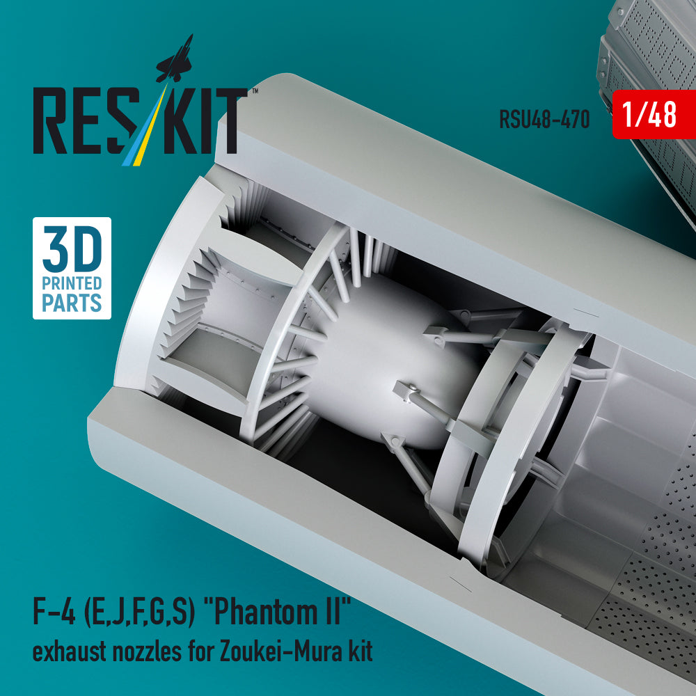 McDonnell Douglas F-4 (E, J, F, G, S) Phantom II Exhaust Nozzles for Zoukei-Mura kit (3D Printed) Scale 1:48 ResKit RSU48-0470 for Aircraft Model Kit